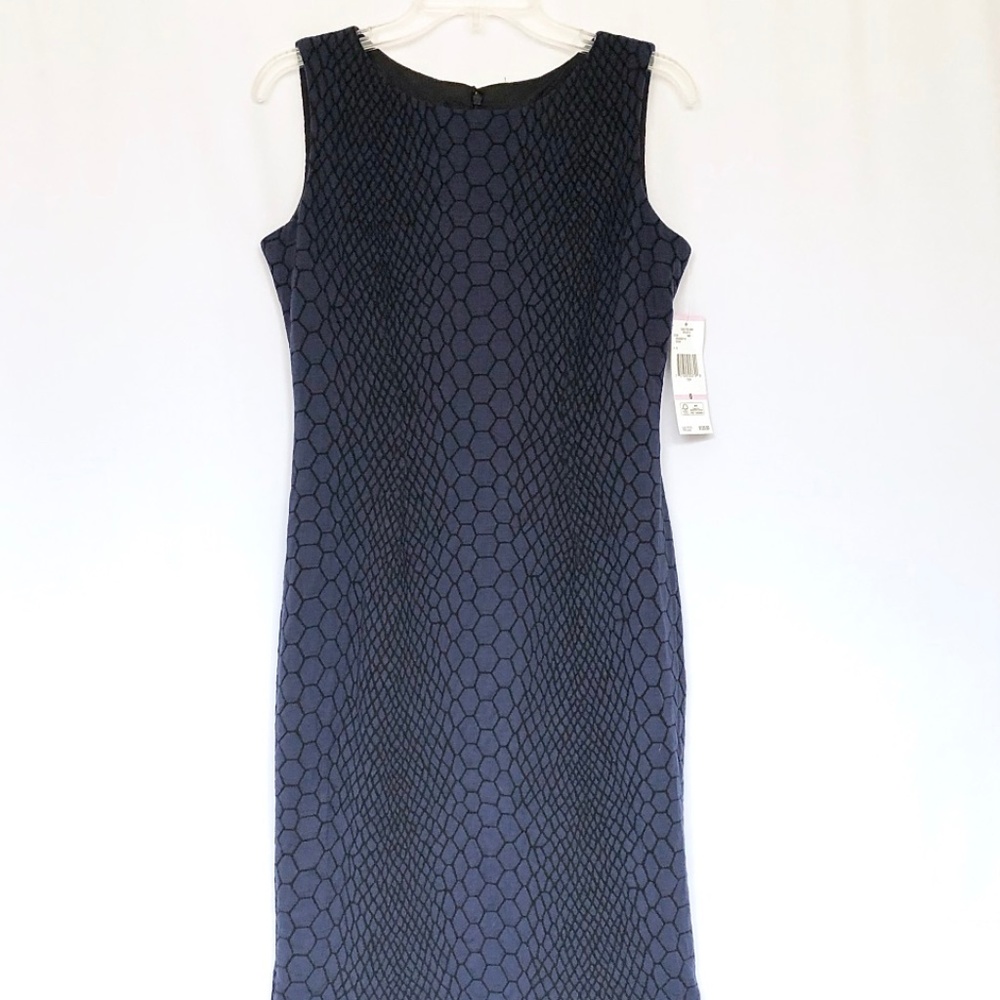 Nine West Sleeveless Navy/Black Pattern Dress
